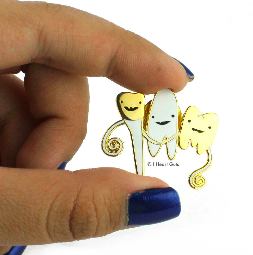 Tooth Enamel Lapel Pin - Cute Gold Teeth Lapel Pin