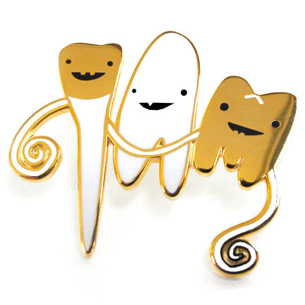 Tooth Enamel Lapel Pin - Cute Gold Teeth Lapel Pin