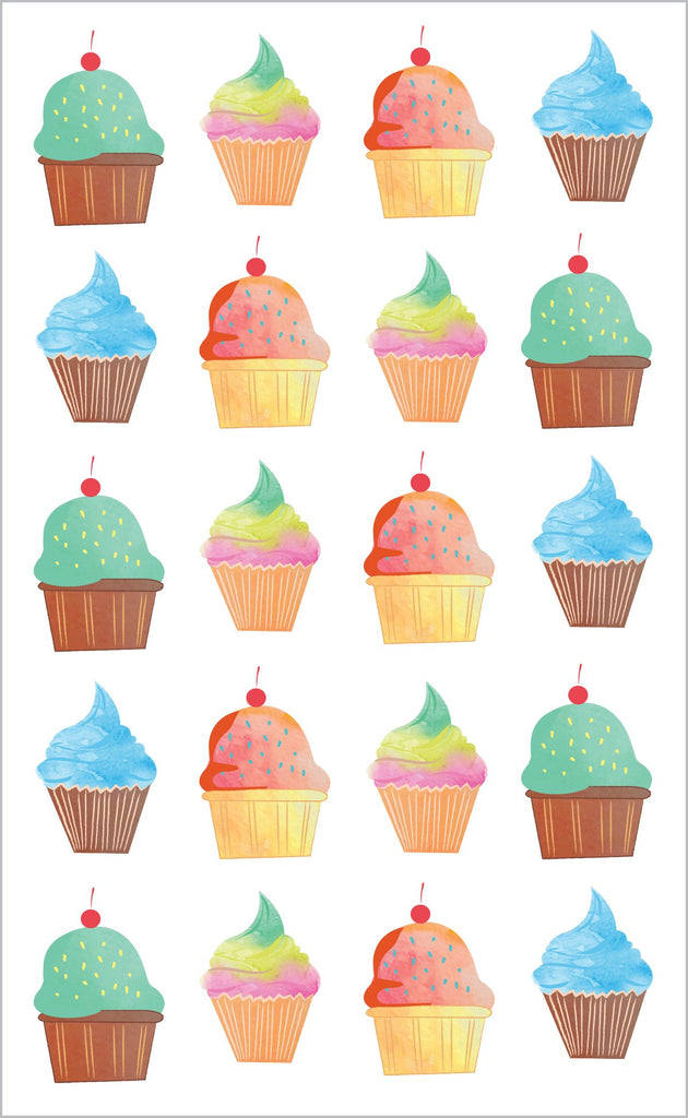 Watercolor Cupcakes Stickers