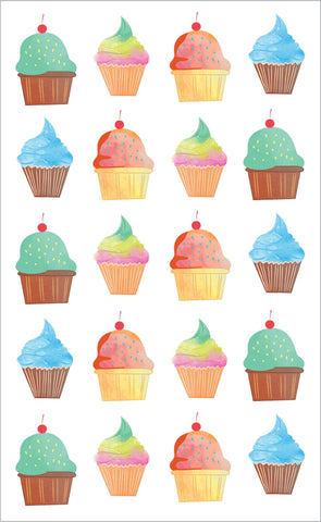 Watercolor Cupcakes Stickers