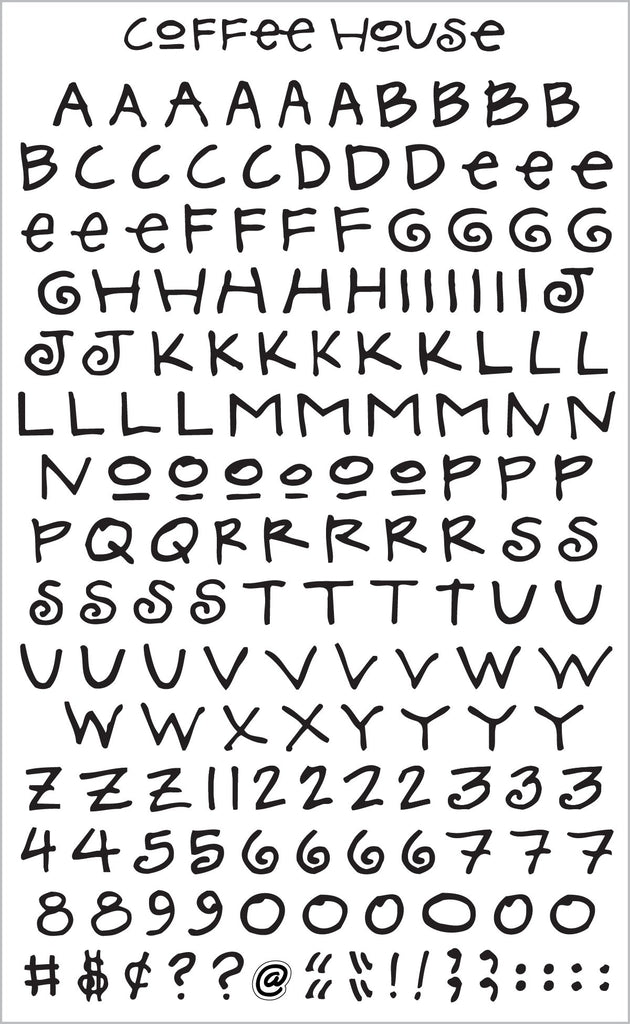 Coffee House Alphabet Black Stickers