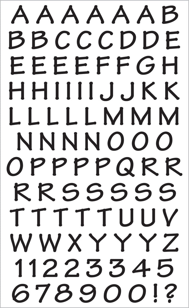 Casual Black Alphabet Stickers