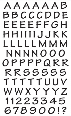 Casual Black Alphabet Stickers