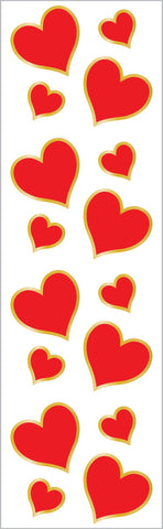 Small Red & Gold Heart Stickers