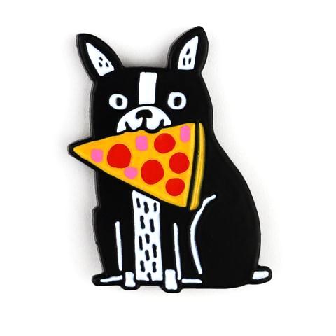 Pizza Boston Terrier Pin