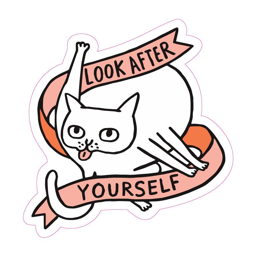 Look After Yourself Cat Big Sticker