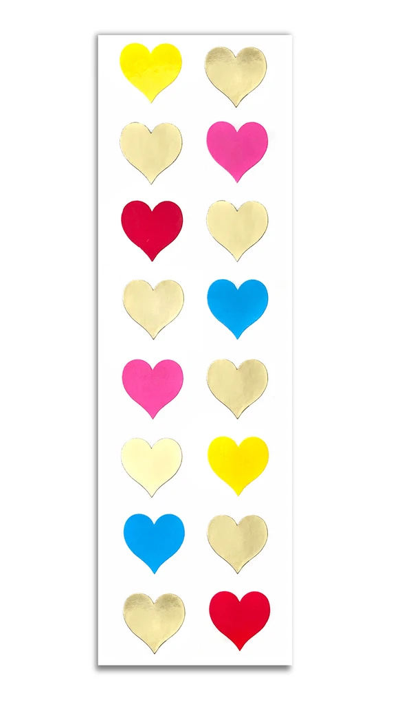 Gold Multi Hearts Stickers