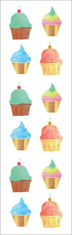 Watercolor Cupcakes, Foil Stickers