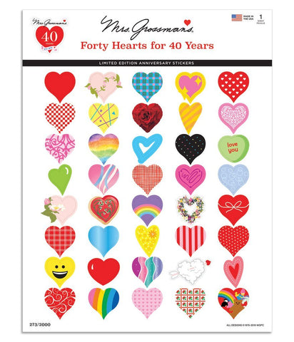 40th Anniversary Heart Sheet 8 1/2" X 11"