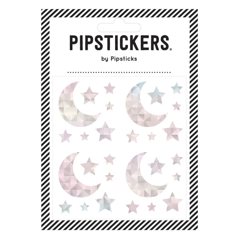Silver Holographic Moon & Stars