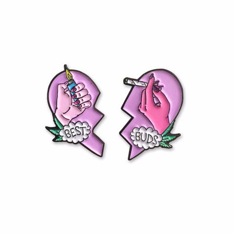 Best Buds Enamel Pin Set - Purple & Pink