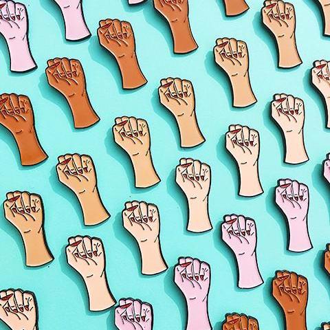 Girl Power Brown Pin
