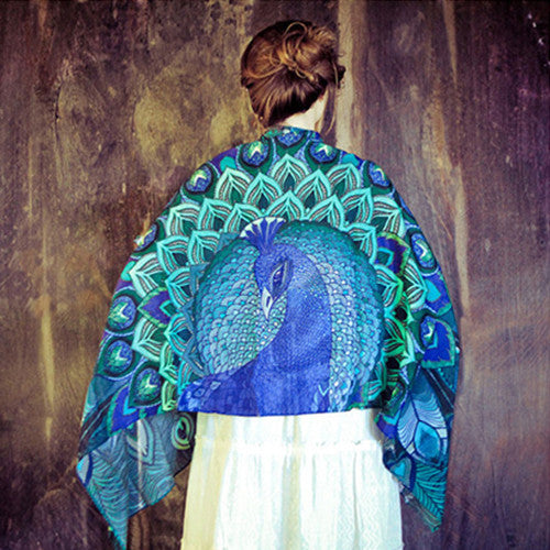 Aqua Peacock Scarf