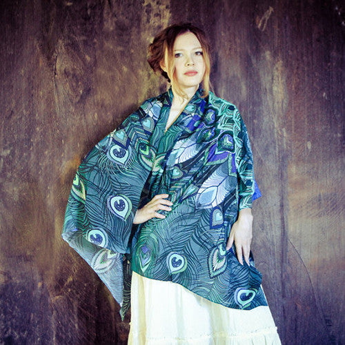 Aqua Peacock Scarf