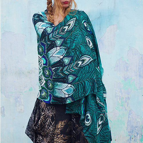 Aqua Peacock Scarf