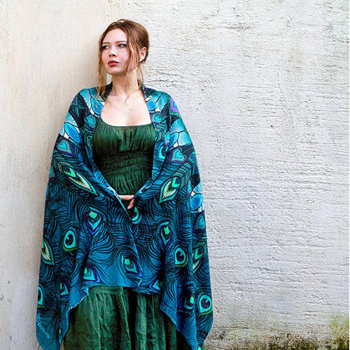 Aqua Peacock Scarf