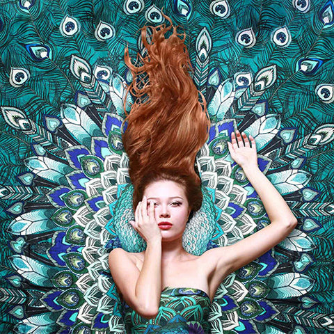 Aqua Peacock Scarf