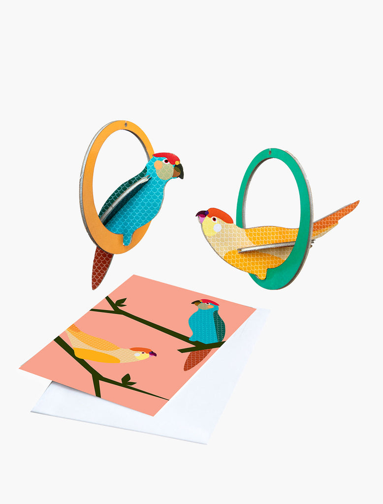 Swinging Parakeets Pop Out Card