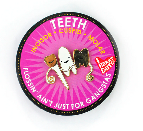 Tooth Enamel Lapel Pin - Cute Gold Teeth Lapel Pin