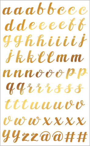Gold Script Alpha Stickers