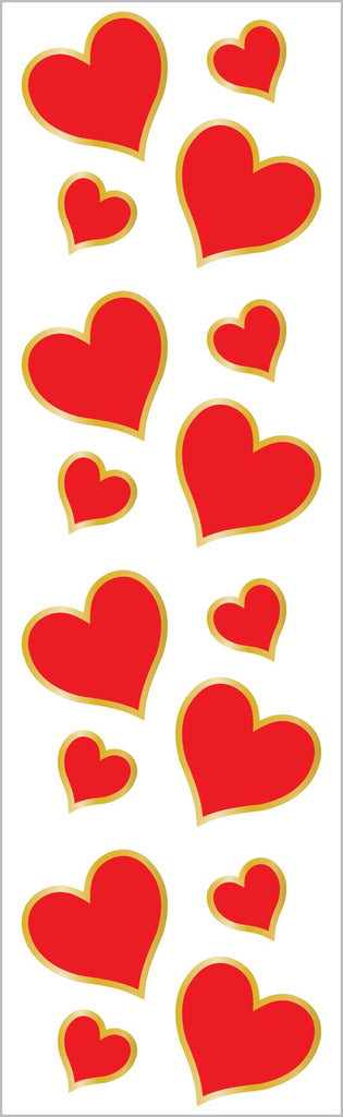 Small Red & Gold Heart Stickers