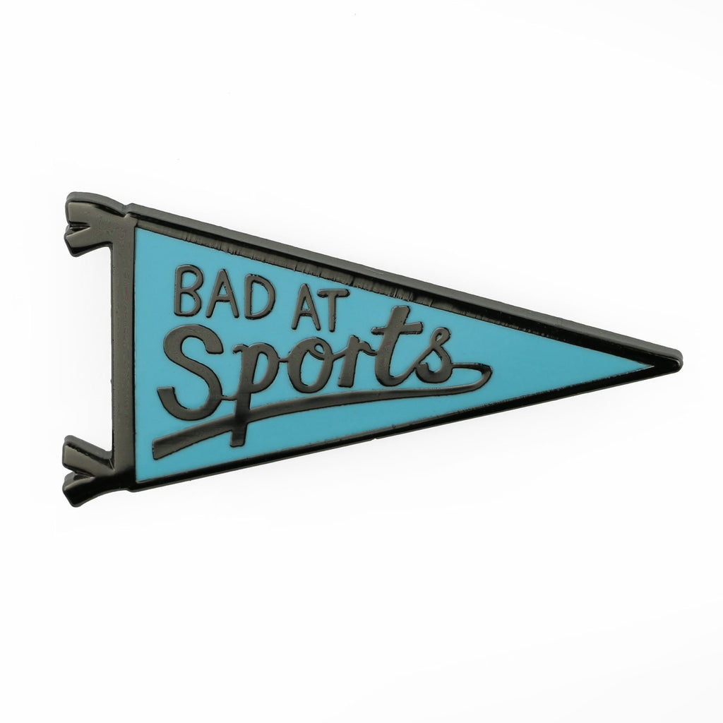 Bad At Sports Blue Pennant Pin