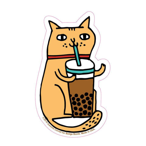 Bubble Tea Cat Big Sticker