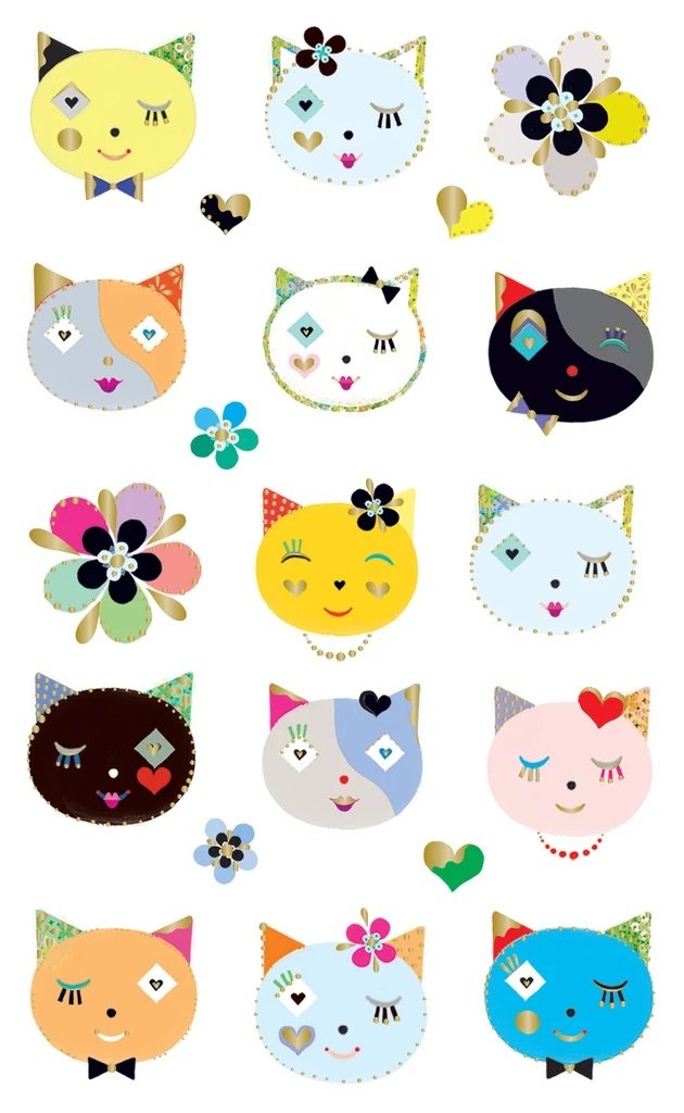 Cats Frilly Faces Stickers