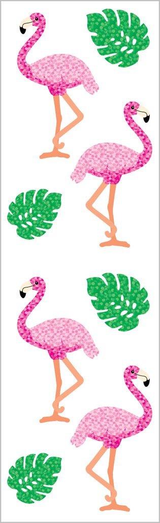 Sparkle Flamingos & Leaves Stickers