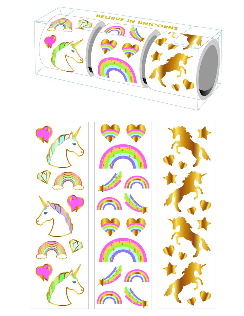Believe In Unicorns 3 Roll Sticker Gift Boxes