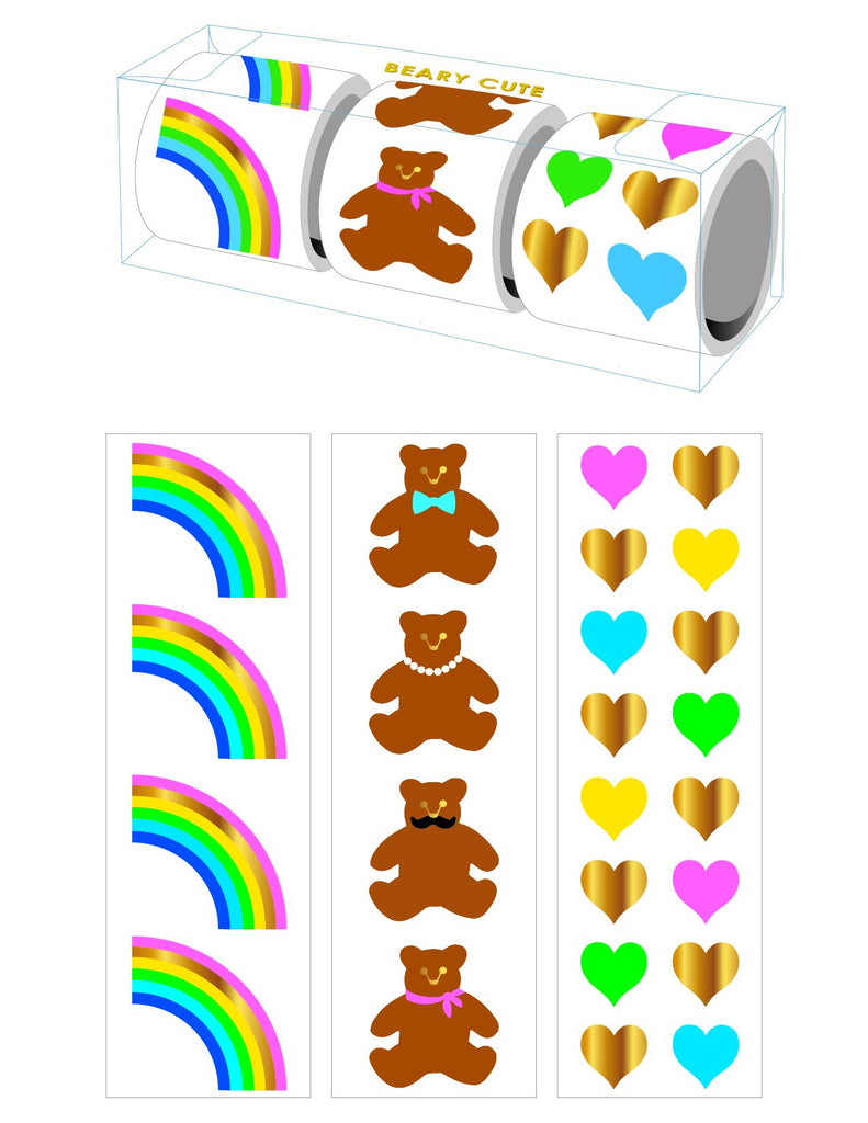 Beary Cute 3 Roll Sticker Gift Boxes