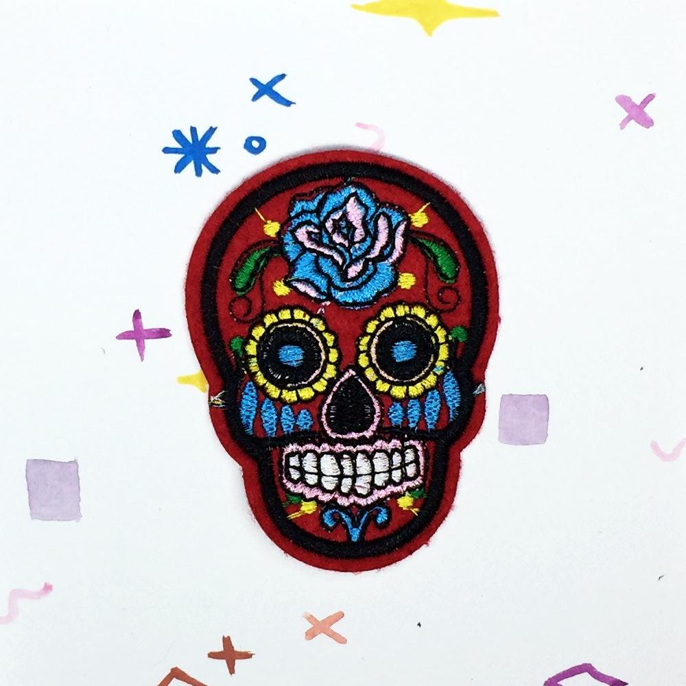 Red Sugar Skull Patch