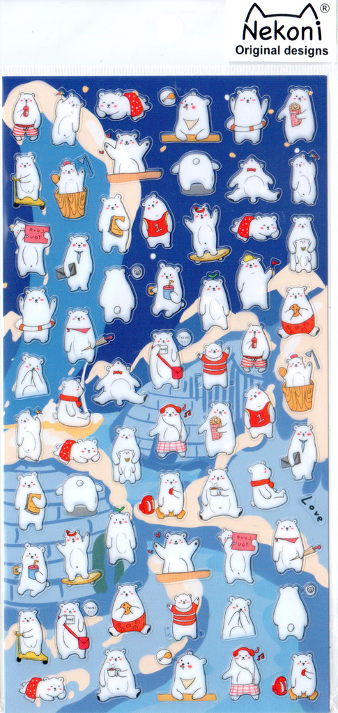 Nekoni Polar Bears Sticker Sheet