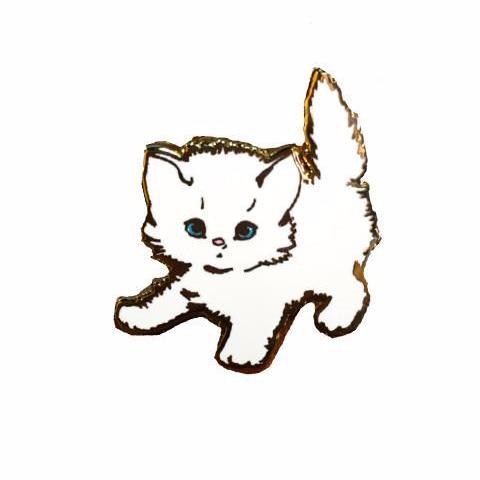 White Kitty Pin